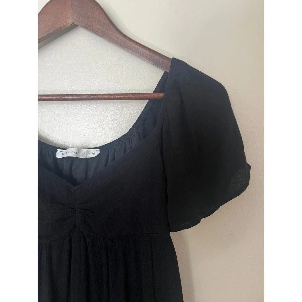 Altar'd‎ State Black Tiered Babydoll Dress Flutter Sleeve Casual Summer XS